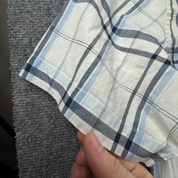 Quiksilver Quicksilver Button Up Men Short Sleeve Blue Plaid Large Cotton Blend - Picture 14 of 16